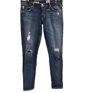 AG Adriano Goldschmied The Legging Ankle Super Skinny sz 30 Distressed Dark Wash